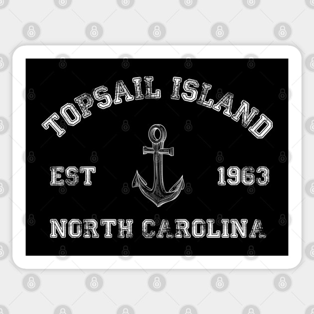 Topsail Island, North Carolina Vintage Nautical Anchor Retro Sticker by Contentarama